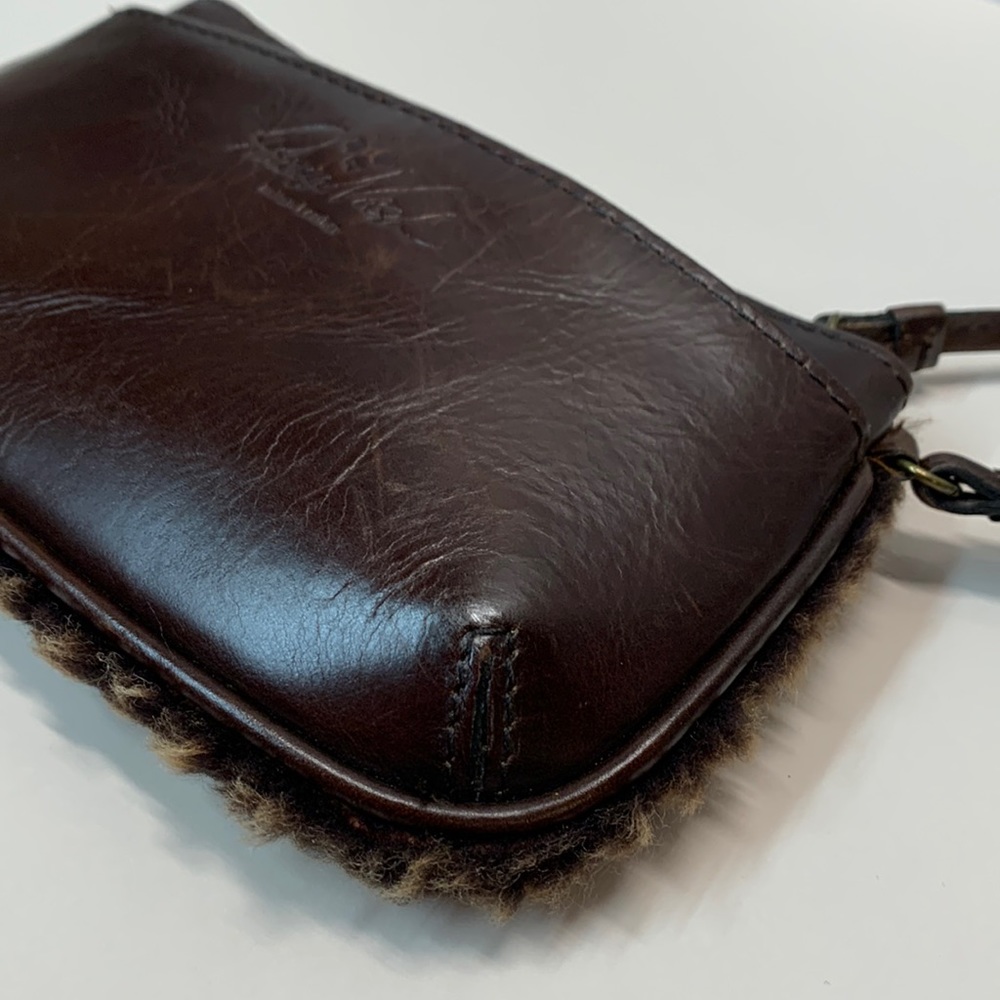 Patricia Nash Shearling Wristlet Dark Brown color Like New